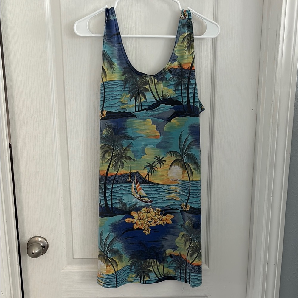 Tropical Print Sleeveless Dress